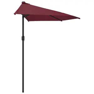 Berkfield Balcony Parasol with Aluminium Pole Bordeaux Red 300x150x253 cm Half