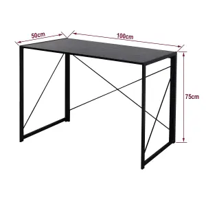 House of Home Multifunction Folding Desk Portable Compact Computer Table In Black 100cm