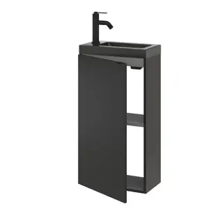 GoodHome Imandra Matt Black Single Freestanding Bathroom Cloakroom unit (H) 790mm (W) 440mm