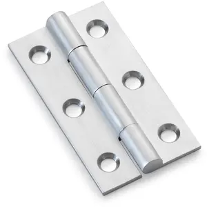 PAIR Solid Brass Cabinet Butt Hinge - 50mm - Satin Chrome Premium Cupboard