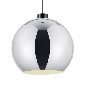 GoodHome Pocyon Chrome effect Pendant Light shade (D)28cm