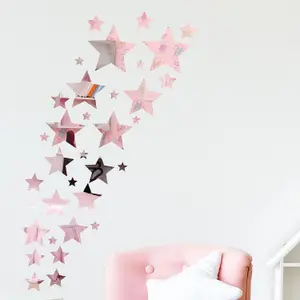 Walplus Silver Stars Mirror Art - 136pcs