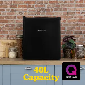 Russell Hobbs Mini Fridge 40L Black Quiet Larder Fridge RHTTLF2E1B