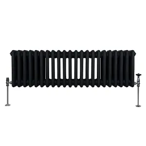 Traditional 3 Column Radiator - 300 x 1012 mm - Black