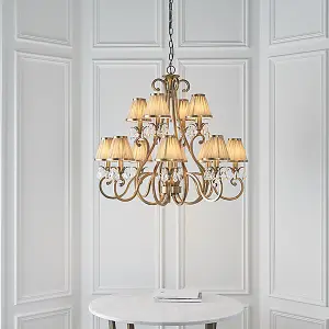 Luminosa Oksana 12 Light Multi Arm Chandelier Antique Brass Finish, E14