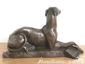 Greyhound dog figurine in solid cold cast bronze designed by Harriet Glen