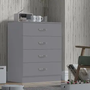 4 Drawer Matt Grey Chest Of Drawers Bedroom