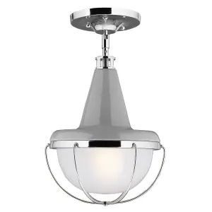 Elstead Livingstone 1 Light Ceiling Mini Pendant Polished Nickel, Grey, E27