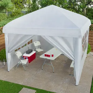 Garden Vida White Pop up Gazebo With Sides (H)2.6m (W)2.5m (D)2.5m Garden Outdoor Marquee Party Tent