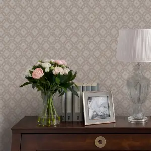 Laura Ashley Whitebrook Grey Motif Smooth Wallpaper Sample