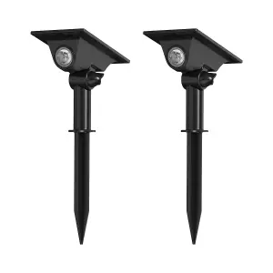 Auraglow Solar Spike Ground or Wall Spotlight - Two Pack