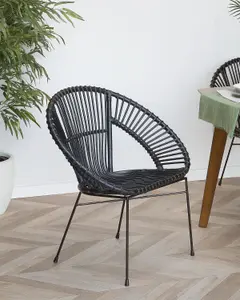 Dining Chair SARITA Rattan Black