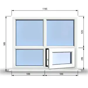 1195mm (W) x 995mm (H) PVCu StormProof Casement Window - 1 Bottom Opening (Right)  - White Internal & External