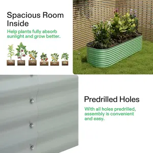 240cm W Light Green Oval Garden Three-grid Metal Raised Bed Galvanized Raised Planter Box Outdoor Raised Garden Bed Kit