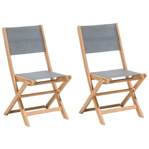 Set of 2 Garden Chairs CESANA Acacia Wood Light Wood