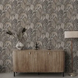 Khalili Wallpaper Raffia Charcoal Holden 65942