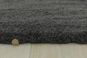 Charcoal Shaggy Modern Plain Easy to clean Rug for Dining Room Bed Room and Living Room-120cm X 170cm