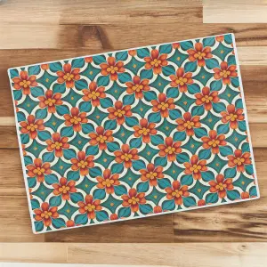 Orange Tile Glass Worktop Protector - Textured Chopping Board Worktop Saver