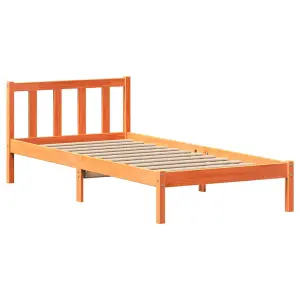 Berkfield Bed Frame without Mattress Wax Brown 100x200 cm Solid Wood Pine