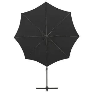 Berkfield Cantilever Umbrella with Pole and LED Lights Black 300 cm