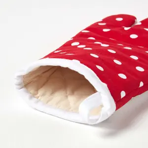 Homescapes Red Polk Dot Cotton Oven Glove