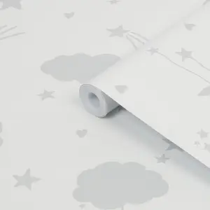 Next Moon & stars Grey Smooth Wallpaper Sample