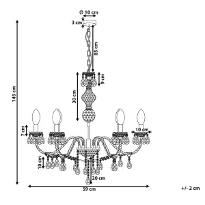 6 Light Acrylic Chandelier Black KALANG L