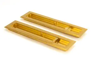 From The Anvil Polished Brass 250mm Art Deco Rectangular Pull - Privacy Set