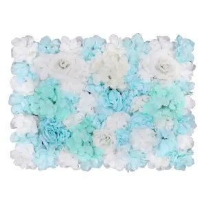 Artificial Flower Wall Backdrop Panel, 60cm x 40cm, cm, Sky Blue li Blue White