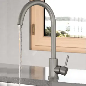 Manhattan Brushed Stainless Steel Kitchen Mixer Tap t42