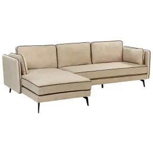 Corner Sofa ALTAN Beige Velvet Right Hand