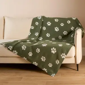 Pet Dog Blanket Throw Soft Crate Paw Puppy Animal Mat, Green - 120 x 150cm