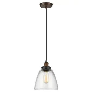 Elstead Baskin 1 Light Dome Ceiling Pendant Brass, Dark Zinc, E27