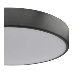 GoodHome Wapta Flush Matt Metal & plastic Black Bathroom LED Ceiling light