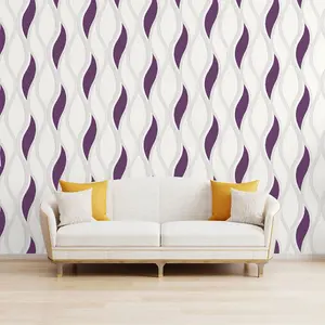 Wave Embossed Textured Wallpaper - Purple - E62006