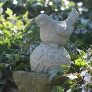 Little Bird on Ball Stone Garden ornament