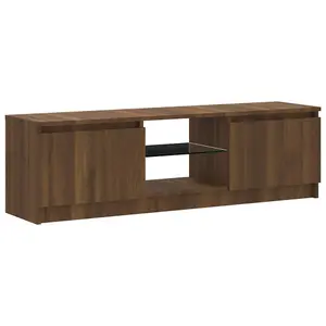 Berkfield TV Cabinet with LED Lights Brown Oak 120x30x35.5 cm