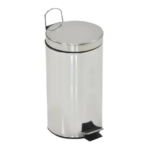 30 Litre Slim Kitchen Indoor/Outdoor Pedal Bin Rubbish & Waste Bin Slip Resistant With Strong Metal Stainless Steel Inner Bin & Ha