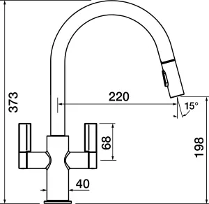 Clearwater Kira C Spout Pull Out With Twin Spray Kitchen  Brushed Nickel - KIR30BN