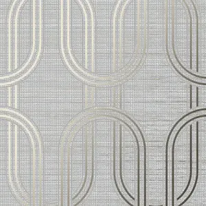 Superfresco Easy Decadence Geo Grey & Gold effect Smooth Wallpaper