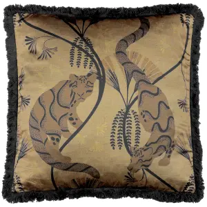 Paoletti Moondusk Jacquard Fringed Feather Rich Cushion