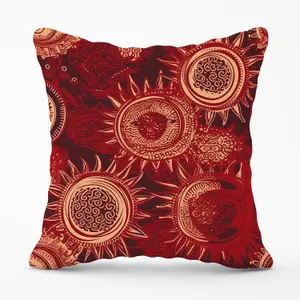 Abstract Red Moon and Sun Outdoor Cushion 45cm x 45cm