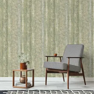 Grandeco Armana Textured Vertical Stone Effect Wallpaper, Green