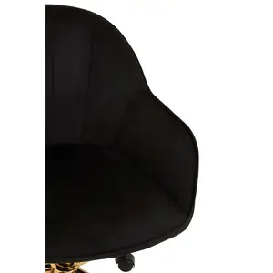 Interiors by Premier Brent Black Velvet And Gold Base Home Office Chair