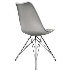 Soho Light Grey Plastic Dining Chair with Chrome Metal Legs