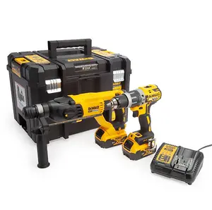 Dewalt DCK2071P2T 18v XR Brushless SDS + Combi Twin Kit DCD796 + DCH133 2x5Ah