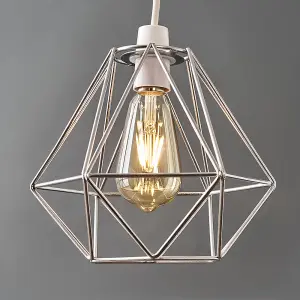 ValueLights Diablo Silver Ceiling Pendant Shade and B22 Pear LED 4W Warm White 2700K Bulb