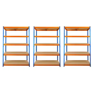 3 Bays of 5 Tier Extra Heavy Duty Storage Racking 1800h x 1200w x 450d mm 300kg