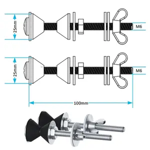 SPARES2GO Toilet Cistern Seal Kit 100mm M6 Bolt Through 1.5" Rubber Dome 2" Foam Washer Set