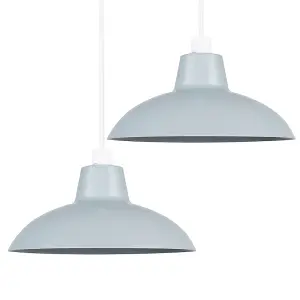 ValueLights Civic Metro Silver Ceiling Pendant Shade and B22 GLS LED 10W Warm White 3000K Bulb